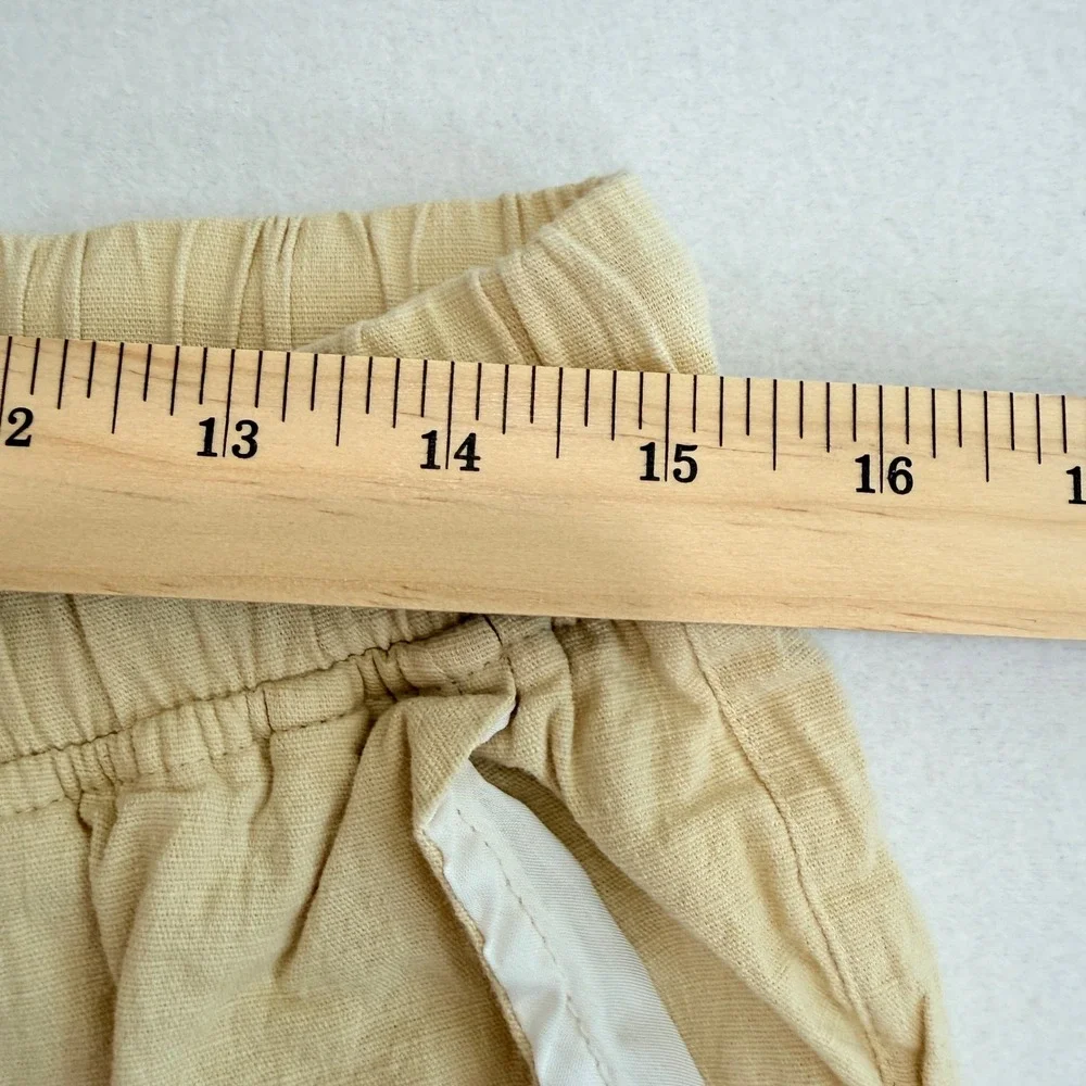 Coastal Flax (Linen) & Cotton Blend Drawstring Pants XL Beige  Resort Wear